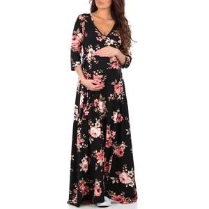 Womans Faux Wrap Maternity Dress